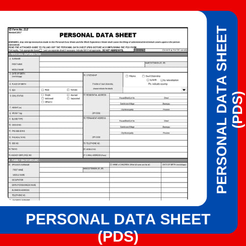 PERSONAL DATA SHEET (PDS) β 4-Page Form | Back-to-Back Print | 50 Sets