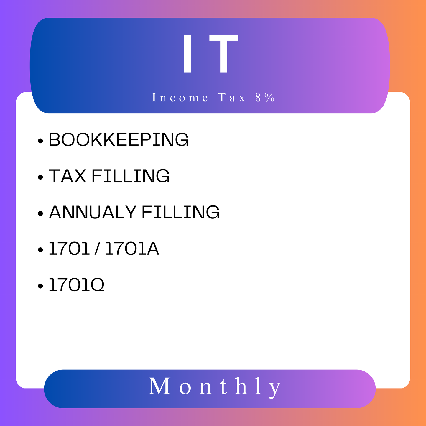 Bookkeep - Income Tax Retrurn (IT)